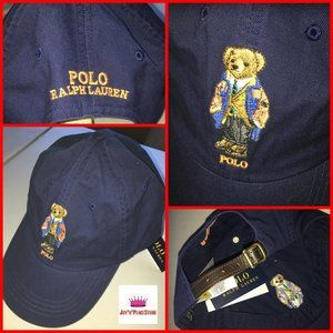 Men Women Ralph Lauren Polo Bear Navy Blue Chino Baseball Cap Hat